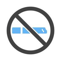 Nee roken teken glyph blauw en zwart icoon vector