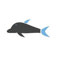 dolfijn glyph blauw en zwart icoon vector