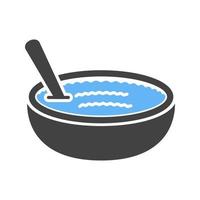 rijst- pudding glyph blauw en zwart icoon vector