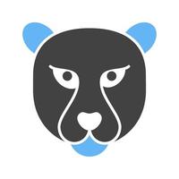 Jachtluipaard gezicht glyph blauw en zwart icoon vector
