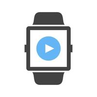 video app glyph blauw en zwart icoon vector