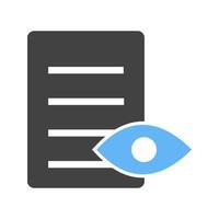 visie document glyph blauw en zwart icoon vector