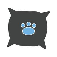 hond kussen glyph blauw en zwart icoon vector