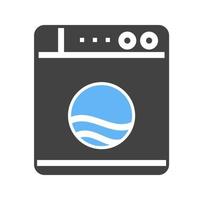 het wassen machine glyph blauw en zwart icoon vector