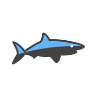 haai glyph blauw en zwart icoon vector