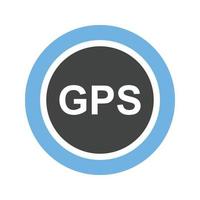 GPS ik glyph blauw en zwart icoon vector