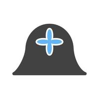 hoed ii glyph blauw en zwart icoon vector