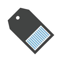 prijs label glyph blauw en zwart icoon vector