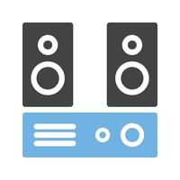 audio systeem glyph blauw en zwart icoon vector