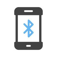 Bluetooth connectiviteit glyph blauw en zwart icoon vector