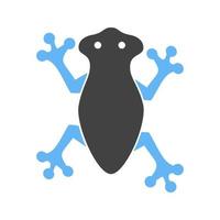 kikker glyph blauw en zwart icoon vector