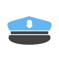leger hoed glyph blauw en zwart icoon vector
