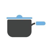 saus pan glyph blauw en zwart icoon vector