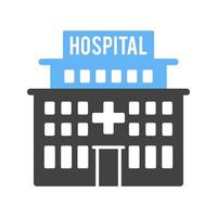 ziekenhuis glyph blauw en zwart icoon vector
