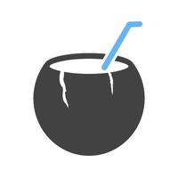 kokosnoot drinken glyph blauw en zwart icoon vector