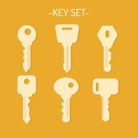 verzameling van sleutel pictogrammen van de deur. een reeks van divers metaal sleutels in de vorm van een silhouet. vector vlak illustratie