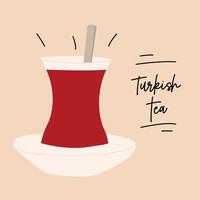 Turks thee glas vlak illustratie. heet zwart thee. vector