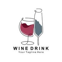 drank wijn logo ontwerp, glas illustratie, alcohol drinken fles, bedrijf Product vector