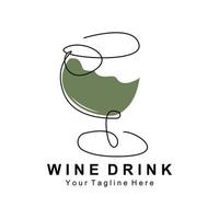 drank wijn logo ontwerp, glas illustratie, alcohol drinken fles, bedrijf Product vector