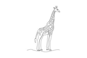 een doorlopend lijn tekening van een giraffe. dier concept. single lijn trek ontwerp vector grafisch illustratie.