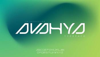 avaya, cyberpunk modern sterk en stoutmoedig lettertype hoofdletters alfabet. vector lettertype.