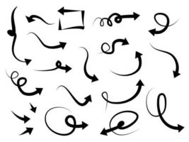 hand- getrokken pijlen pictogrammen set. pijl icoon met divers routebeschrijving. tekening vector illustratie. geïsoleerd Aan een wit achtergrond