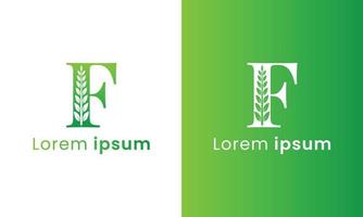 brief f logo met een creatief monogram blad concept voor de groen eco bedrijf vector