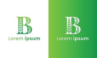 brief b logo met een creatief monogram blad concept voor de groen eco bedrijf vector