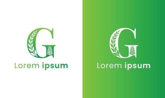 brief g logo met een creatief monogram blad concept voor de groen eco bedrijf vector