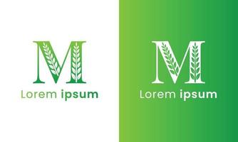 brief m logo met een creatief monogram blad concept voor de groen eco bedrijf vector