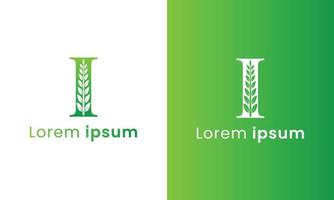 brief ik logo met een creatief monogram blad concept voor de groen eco bedrijf vector