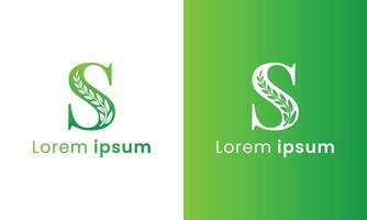 brief s logo met een creatief monogram blad concept voor de groen eco bedrijf vector