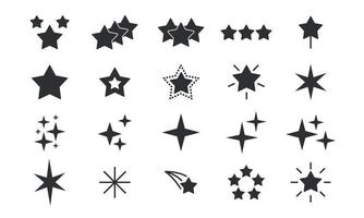 reeks van sterren vlak glyph icoon. zwart tekens silhouet. vector illustratie
