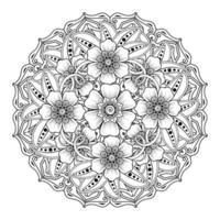 cirkelvormig patroon in de vorm van mandala voor henna, mehndi, tatoeage, decoratie. decoratief ornament in etnische oosterse stijl. kleurboek pagina. vector