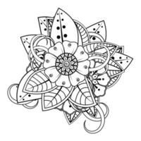 bloemen achtergrond met mehndi bloem. decoratief ornament in etnisch oosters stijl, tekening ornament, schets hand- tekenen. kleur boek bladzijde. vector