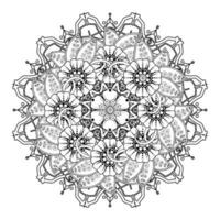 cirkelvormig patroon in de vorm van mandala voor henna, mehndi, tatoeage, decoratie. decoratief ornament in etnische oosterse stijl. kleurboek pagina. vector