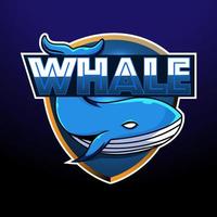 walvis esport mascotte logo ontwerp vector