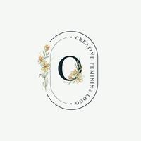 initialen brief O bruiloft bloemen logos sjabloon, elegant hand- getrokken modern minimaal Sjablonen vector