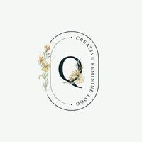 initialen brief q bruiloft bloemen logos sjabloon, elegant hand- getrokken modern minimaal Sjablonen vector