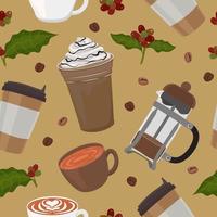 koffie essentials naadloos patroon achtergrond vector