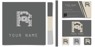 logo met bedrijf kaart ontwerp grijs en wit vector