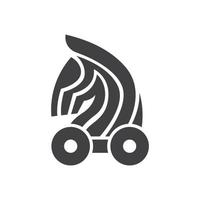 trojan paard logo vector zwart en wit vector illustratie