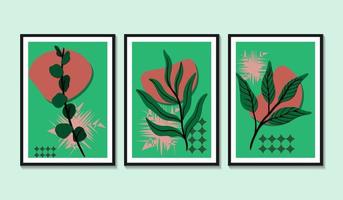 verzameling van hedendaags kunst posters botanisch muur kunst abstract bladeren vector
