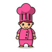 schattig kinderen chef. tekenfilm mascotte karakter in dynamisch positie. mannetje en vrouw koks. vector illustratie.