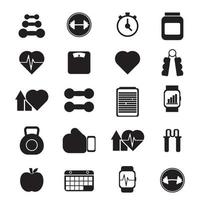 Sportschool icoon bundel reeks vector voor Gezondheid concept