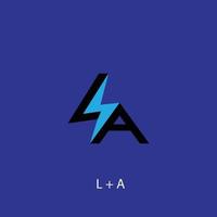 brief l en een logo ontwerp plus elektrisch of bliksem logo elementen, l en een logos vector