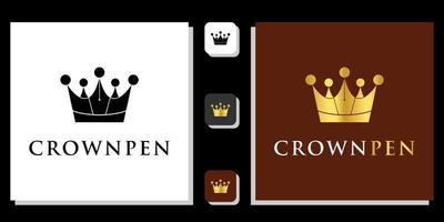 kroon pen notaris wet firma logo Koninklijk koning koningin abstract ontwerp vector