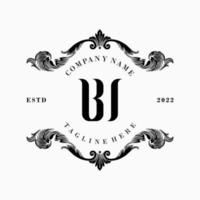 eerste brief bi w bw wb klassiek doopvont hotel notaris wet firma met luxe decor wijnoogst kader grens vector