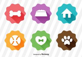 Witte Flat Puppy Icons Set With Long Shadows vector