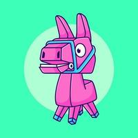 schattig roze alpaca pop tekenfilm illustratie. lama robot ontwerp vector